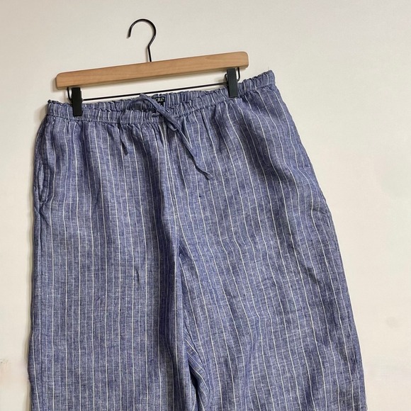 NEW!! J. CREW New Soliel Pants Striped Linen Blue & White Elastic Waist X-Large - Picture 4 of 15